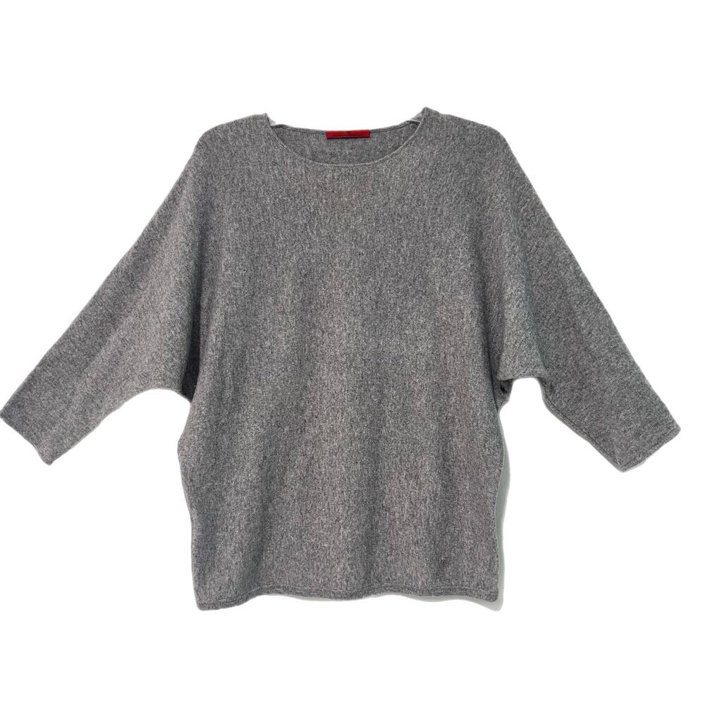 Carolina Herrera CH Cashmere Sweater S Gray Dolman 3/4 Sleeve Designer Old Money